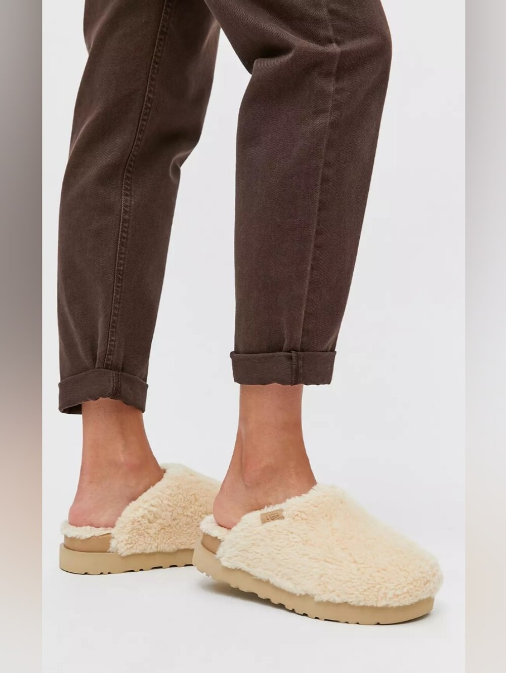 UGG® Fuzz Sugar Women's Cozy Shearling Cream Slides Size 8 NIB MSRP $120